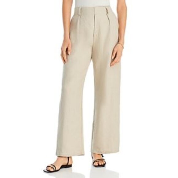 Faithfull the Brand Ida Pocket Pleated Wide Leg Ankle Pants Size XXL Ivory - Picture 1 of 4